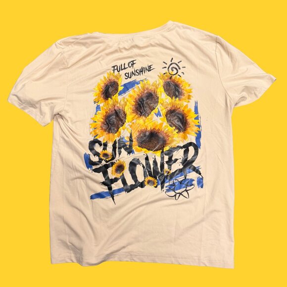 🌻 Manfinity “Sunflower” Graphic Tee | Beige Unisex Streetwear Shirt | Size L - Picture 7 of 13